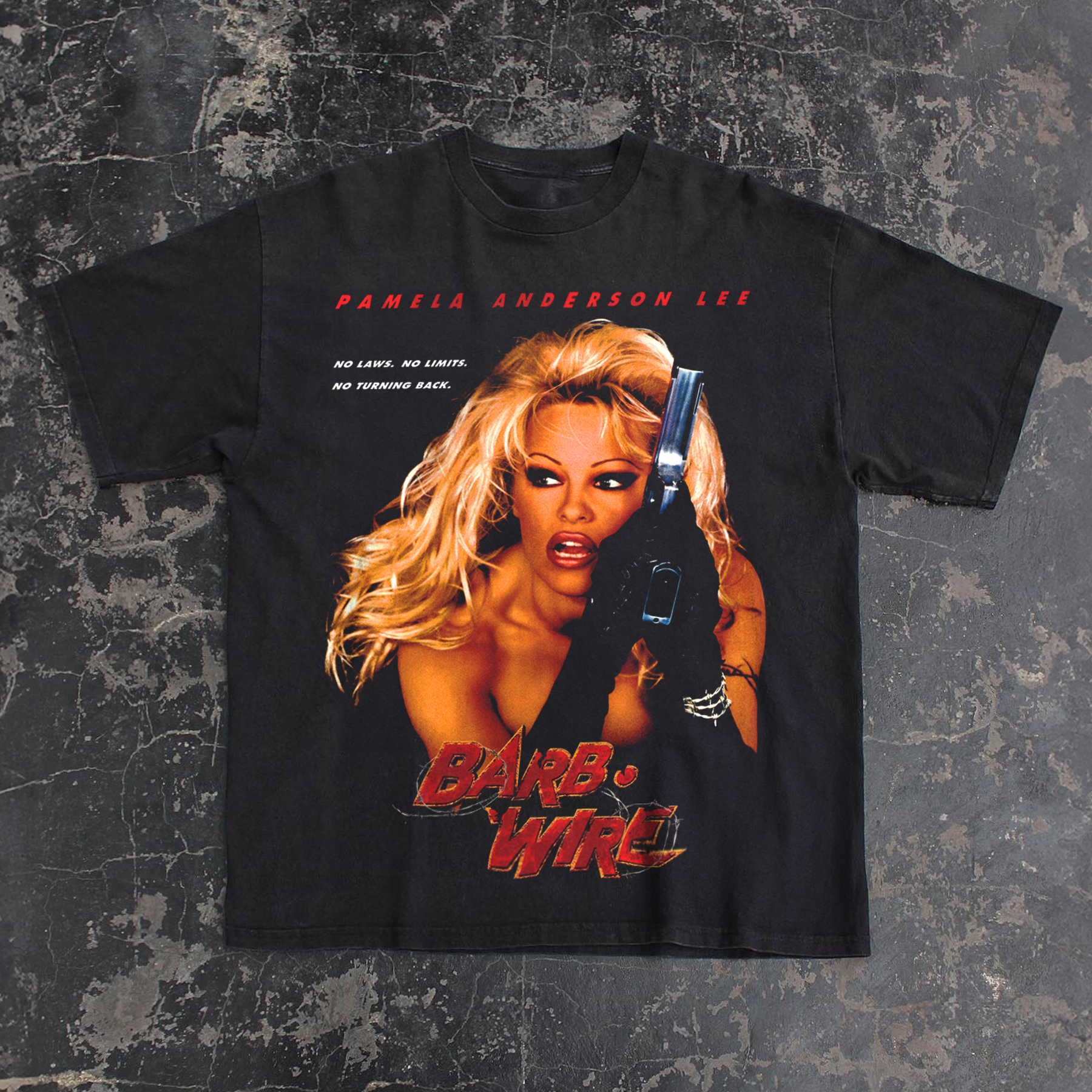 1996 Pamela Anderson Barb Wire Vintage Black Tee