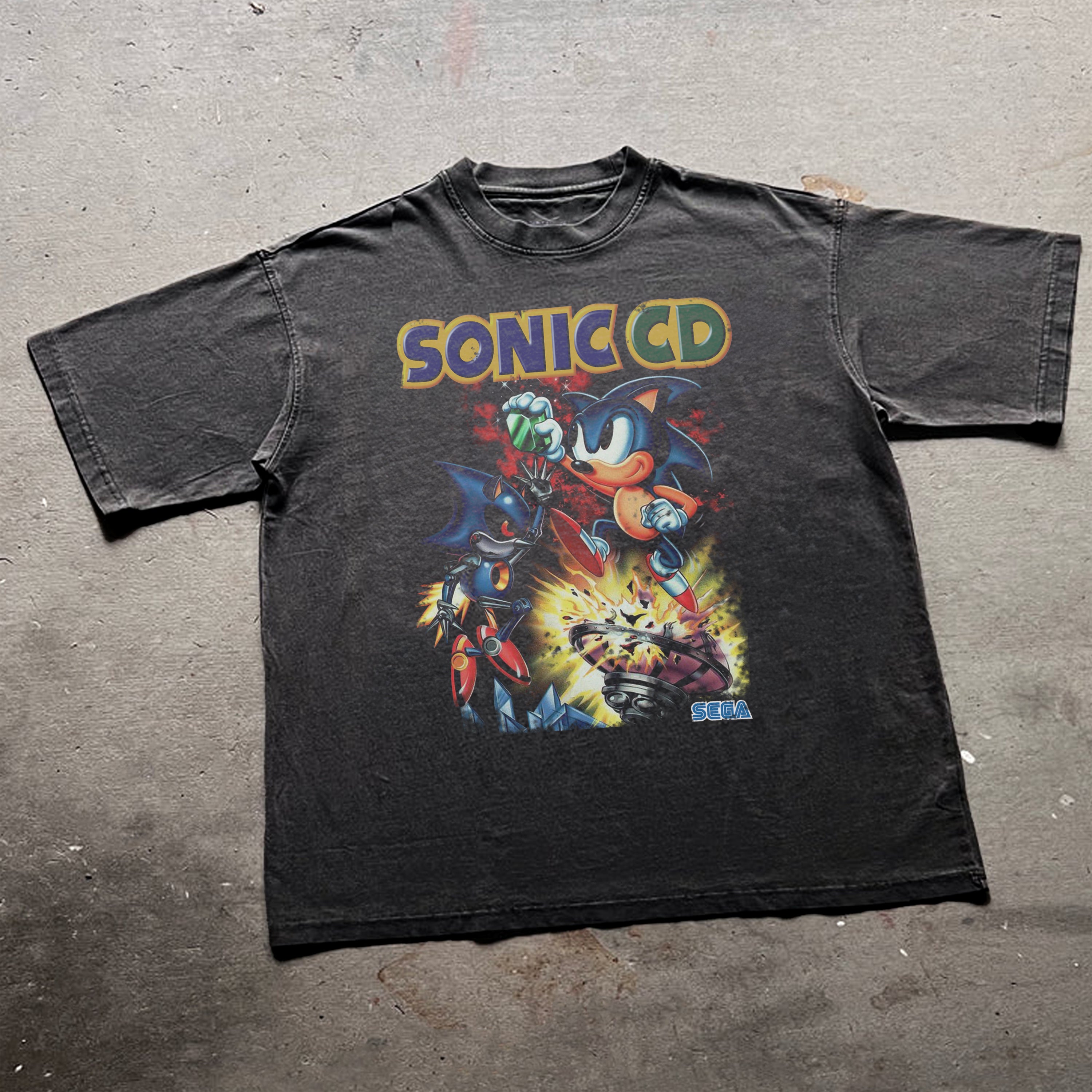 Black Sonic CD Promo Tee - Retro Gaming T-Shirt