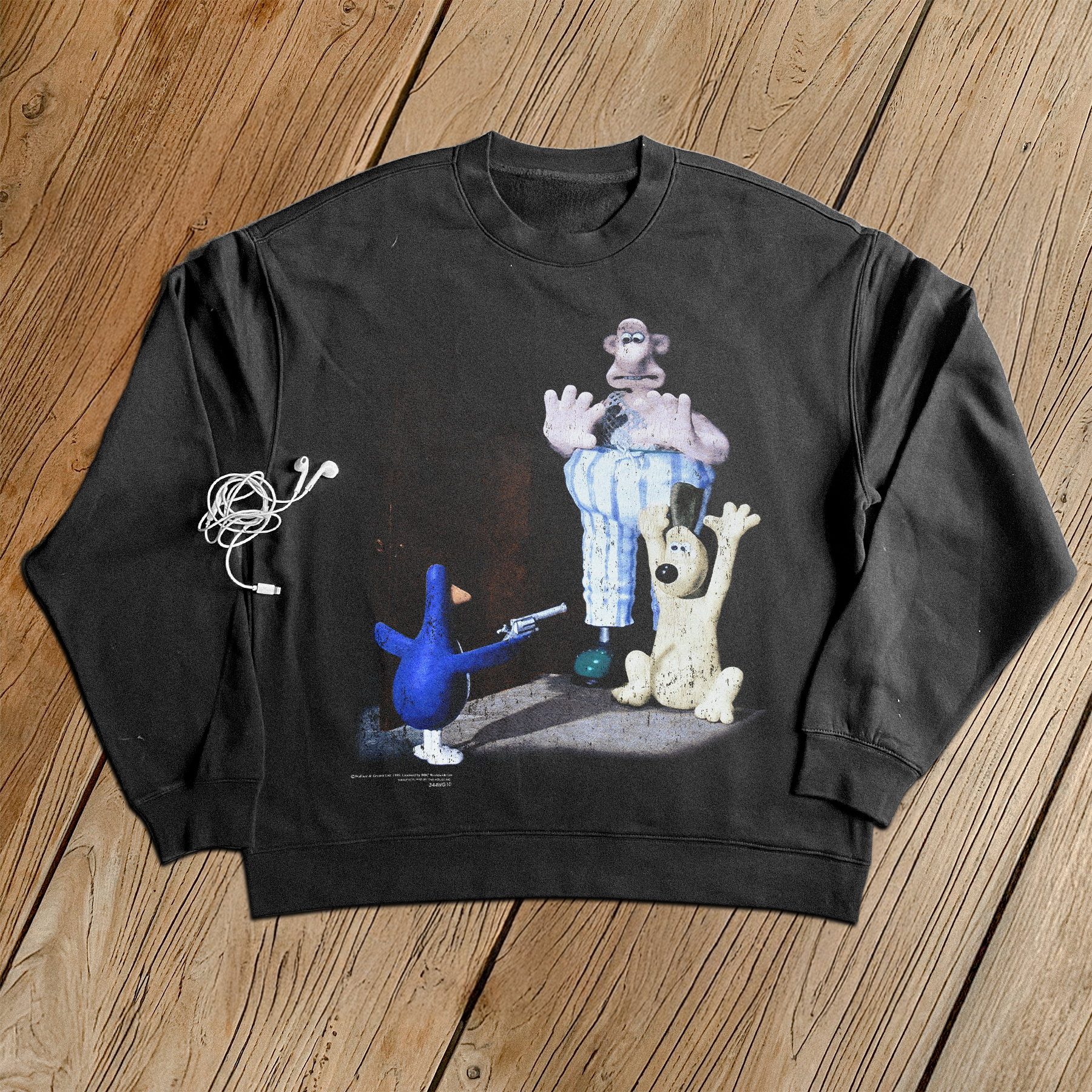 1989 Wallace & Gromit Penguin Black Sweatshirt