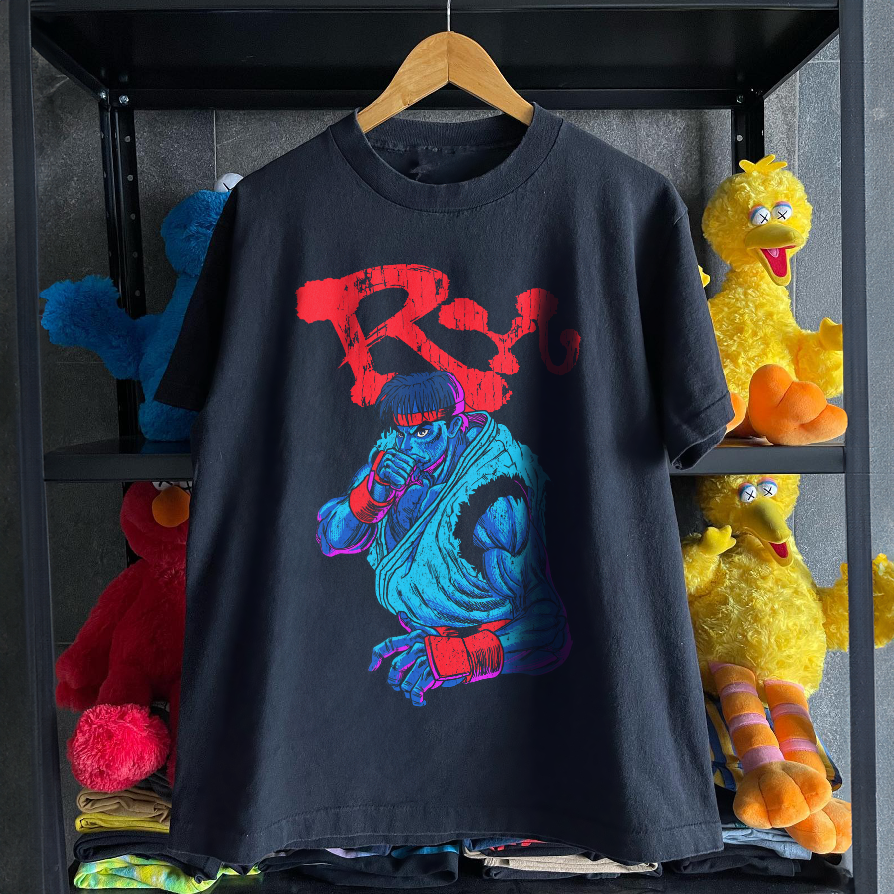 Vintage Ryu Fighting Stance Black Tee