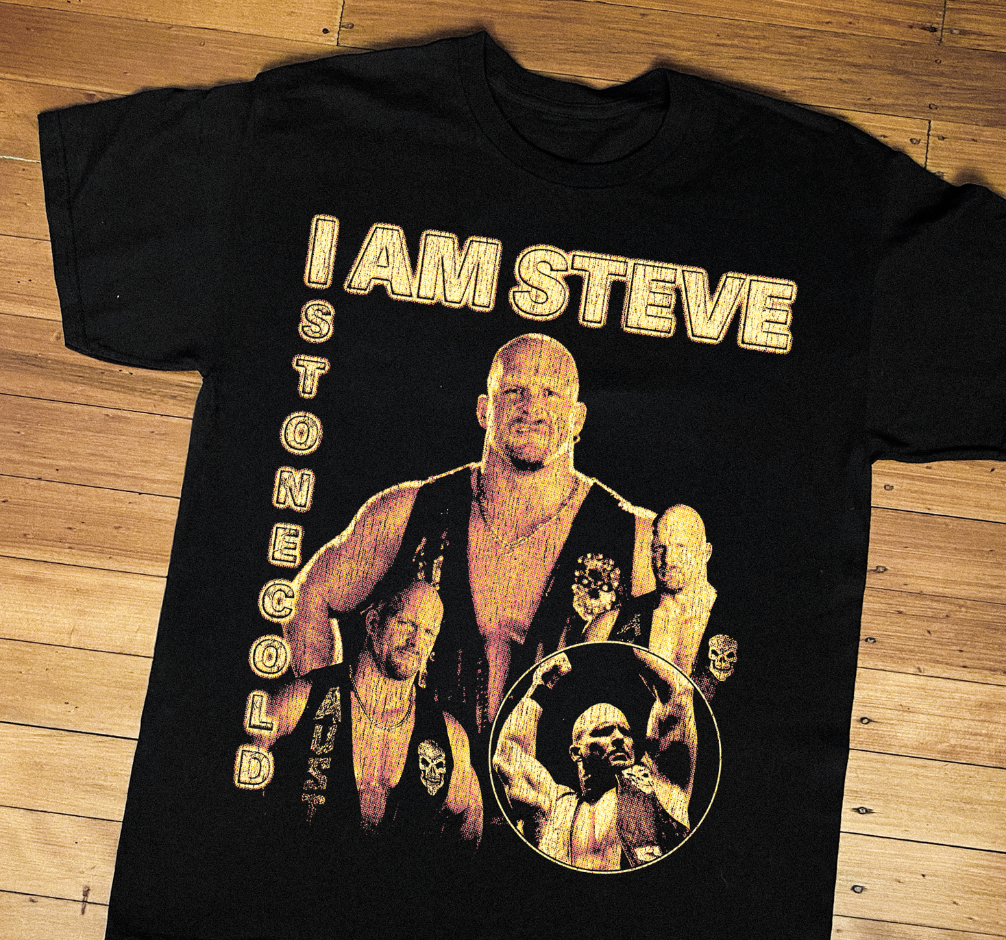 Steve Stone Cold Parody Minecraft Black Tee