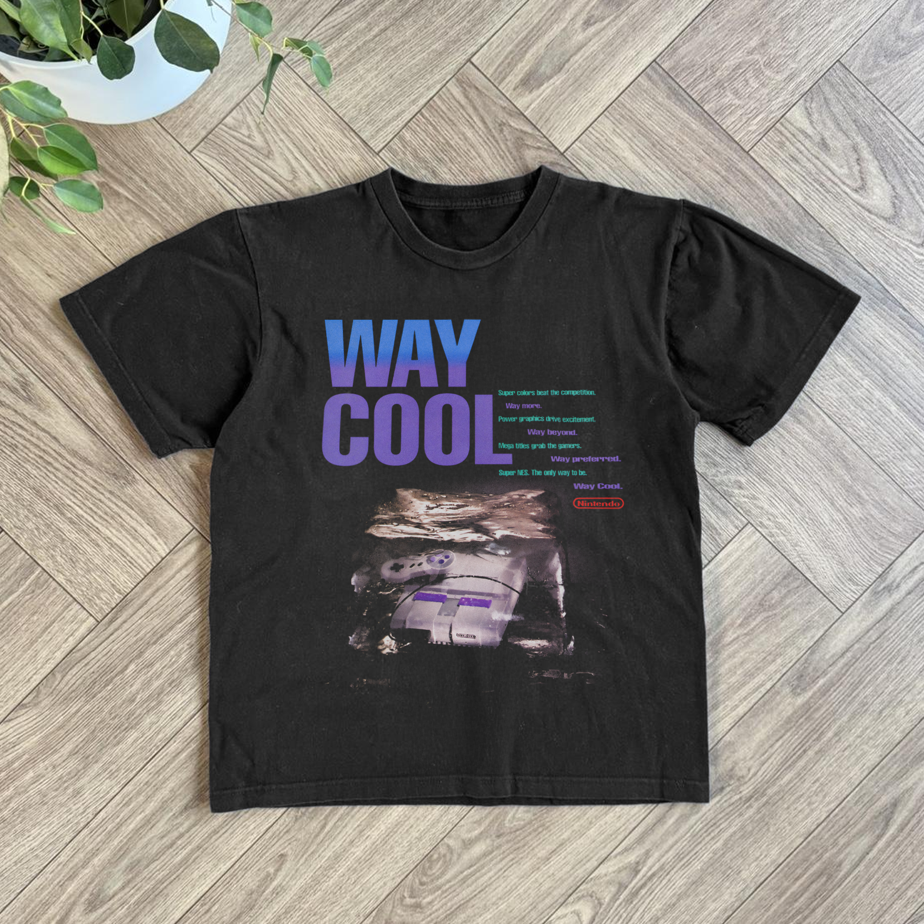 90s Retro SNES 'Way Cold' Black Tee